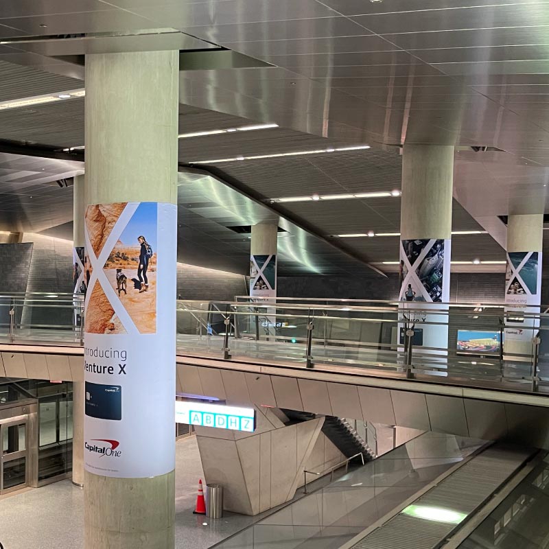 Details of Ad Design at Dulles Airport Columns